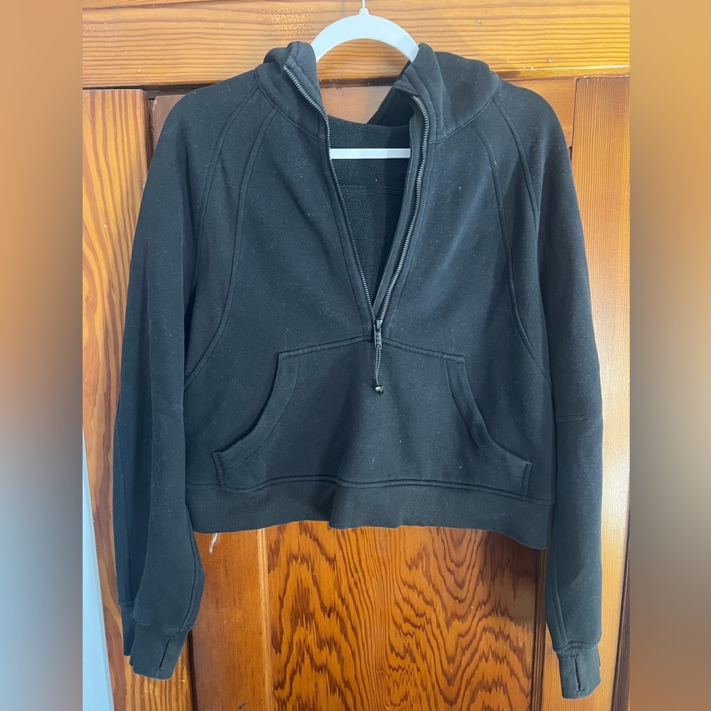 Lululemon Scuba Oversized Half-Zip Cropped Hoodie - Black M/L